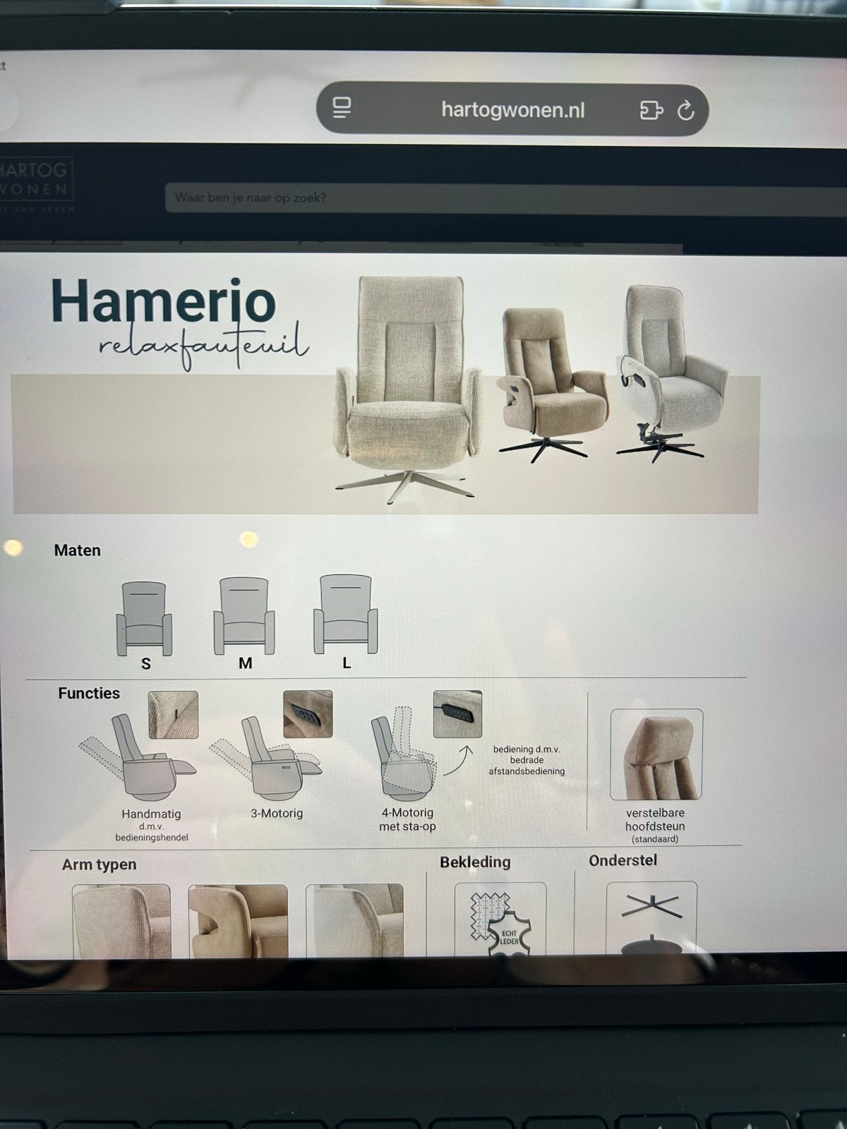 Inhouse Hamerio Relaxfauteuil L, 4 motoren, taupe leer, nieu, Ophalen, Overige kleuren, Nieuw, Leer