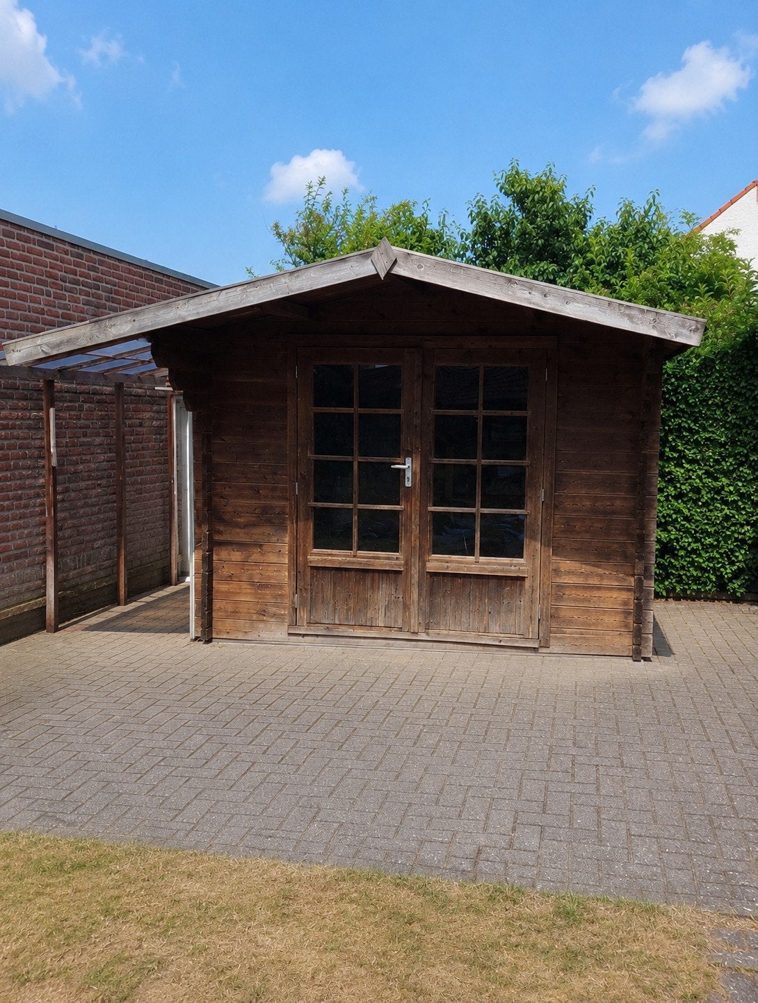 Nette gebruikte schuur / tuinhuisje met afdakje, Ophalen, 3 ramen of meer, 250 tot 500 cm, Schuur