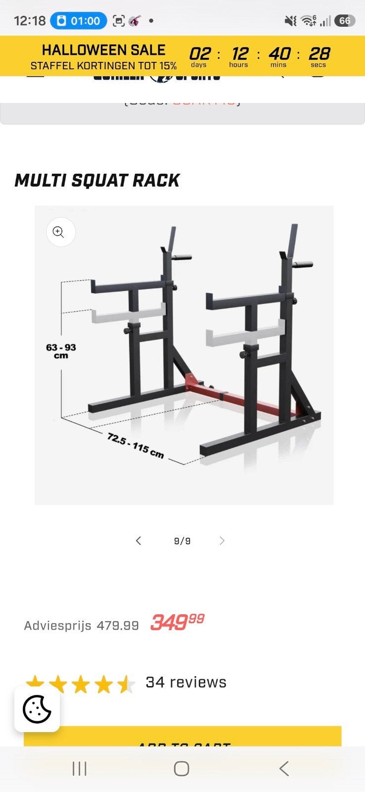 Multisquad Rack Gorilla Sports met fitnessbank en gewichten, Ophalen, Krachtstation