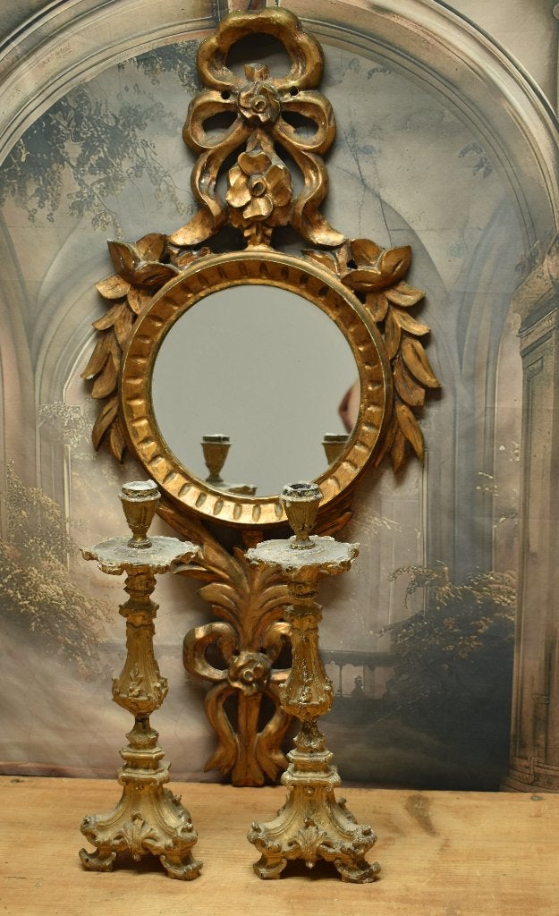 Oude Franse Bois Dore Spiegel."Uit Aletta's Tijd", Antiek en Kunst, Ophalen of Verzenden
