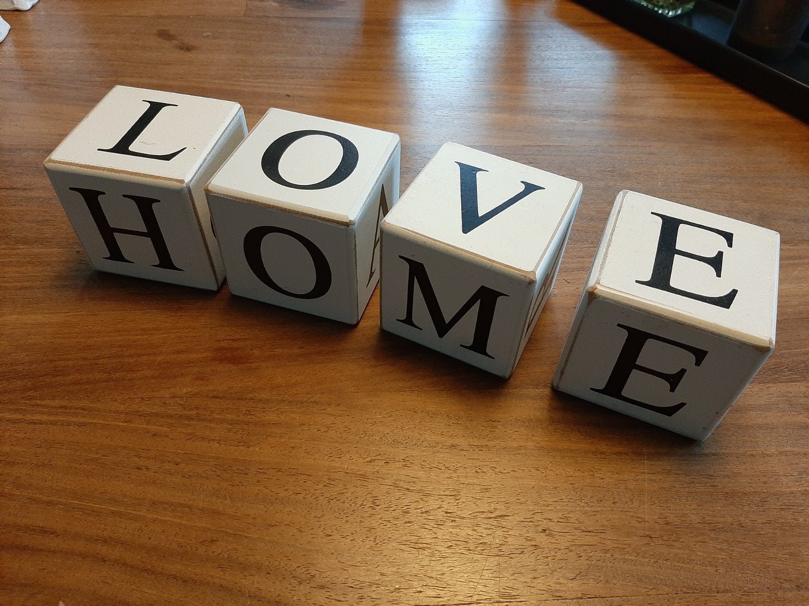 Decoratieve HOME blokken - Wit met zwarte letters, Hout, Gebruikt, Ophalen of Verzenden, Landelijk