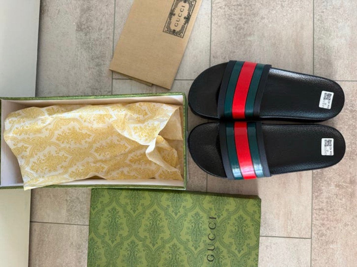 Gucci web slide, Slippers, Verzenden, Zwart, Nieuw
