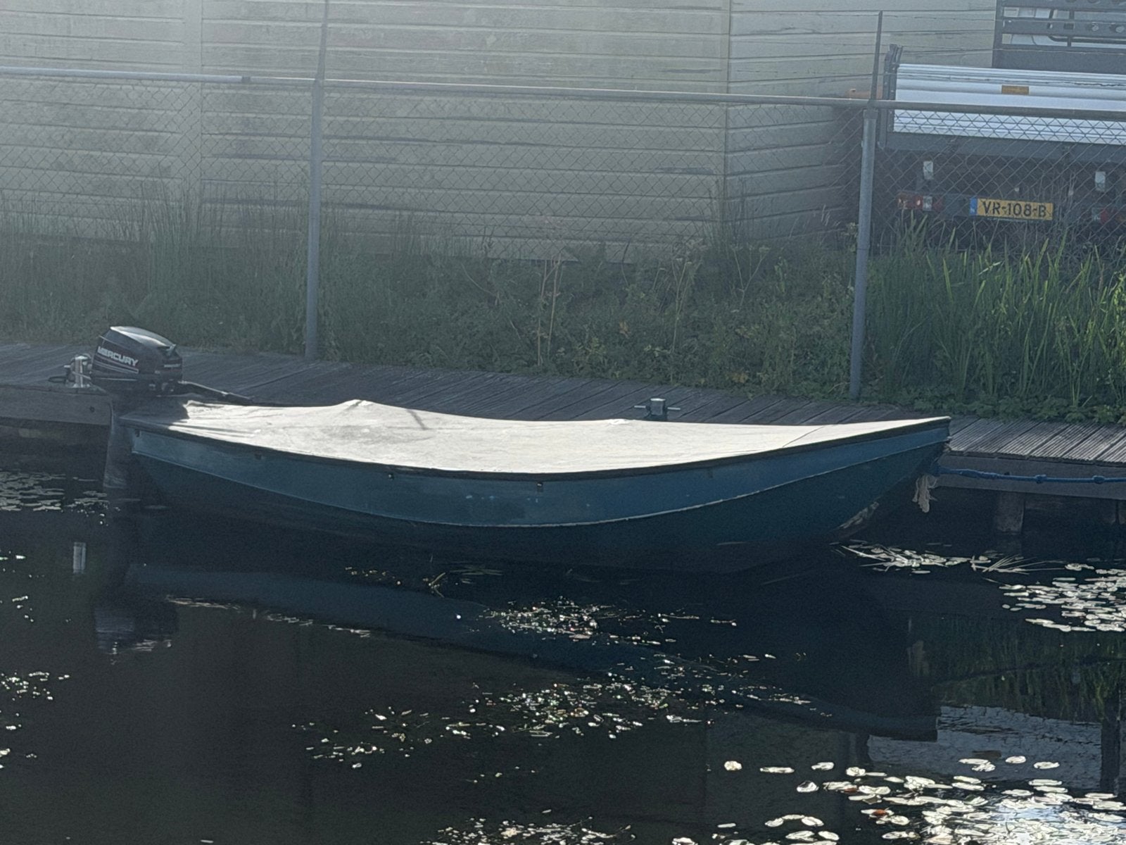 Stalen beenhakker vlet 4,00 meter met buitenboordmotor 6PK., Overige merken, Gebruikt, Afdekzeil, Buitenboordmotor