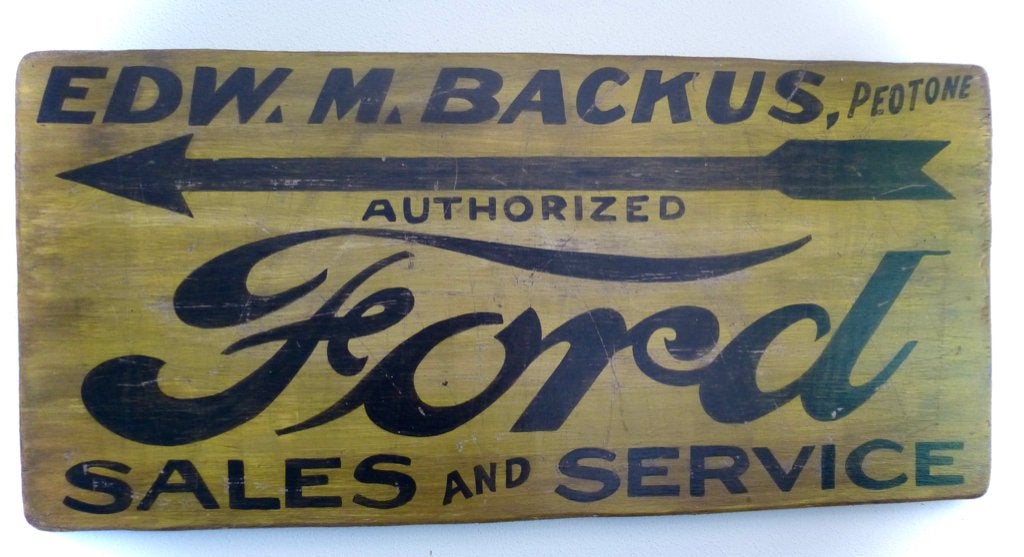 Handgeschilderd vintage bord / Ford / Sales and Service, Verzamelen, Ophalen of Verzenden, Zo goed als nieuw, Auto's