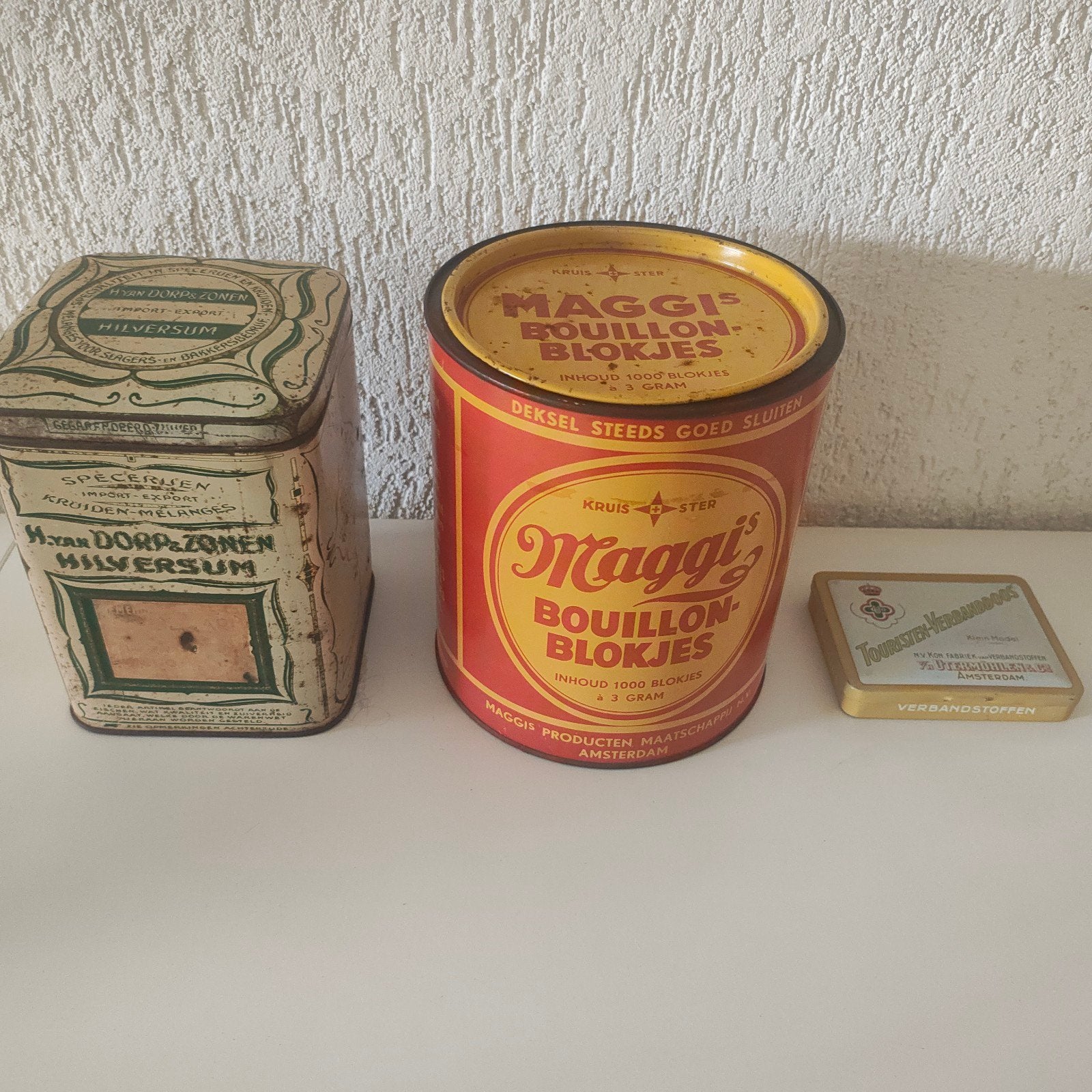 Vintage blikken: Maggi, Specerijen, Touristen-Verbanddoos, Verzamelen, Blikken, Ophalen, Gebruikt, Overige