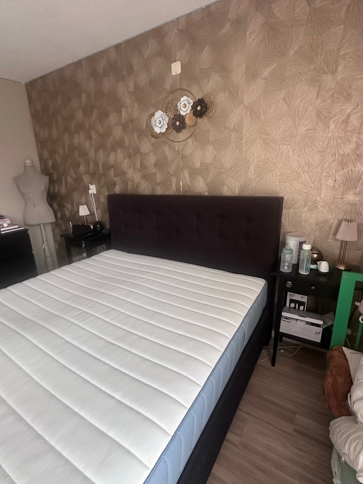 Boxspring zgan pocketvering matras en hoofdboard160x200cm, Ophalen, Tweepersoons, Zo goed als nieuw, 200 cm