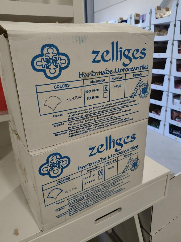 2 dozen 10x10 cm Zelliges Marokkaanse tegels Vert Pale, Ophalen, Hardsteen, Wandtegels, Nieuw