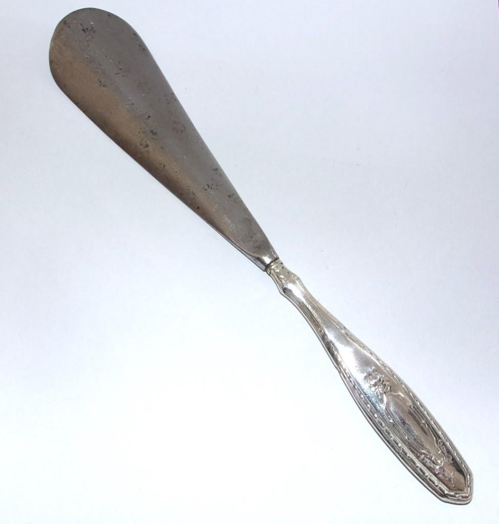 Antieke Schoenlepel met zilveren handvat, Ophalen of Verzenden, Zilver