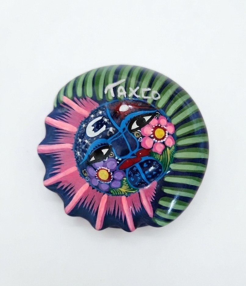 Handbeschilderde Mexicaanse aardewerk doosje, Blauw, Boho, Ophalen of Verzenden, Zo goed als nieuw