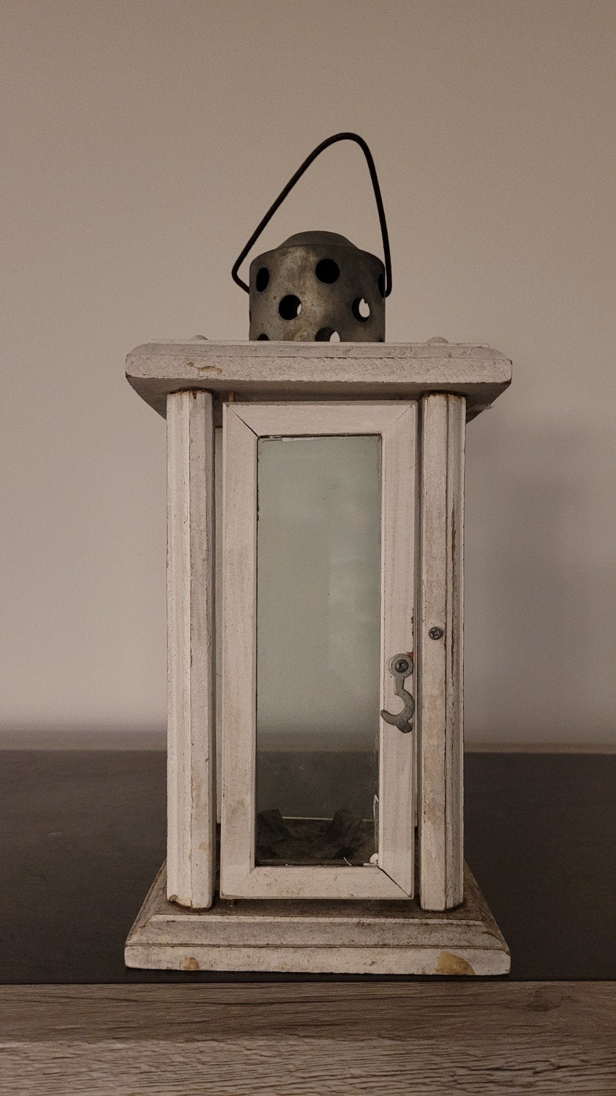 Wit windlicht landelijke stijl - ca. 25 cm hoog, Ophalen, Gebruikt, Wit, Landelijk