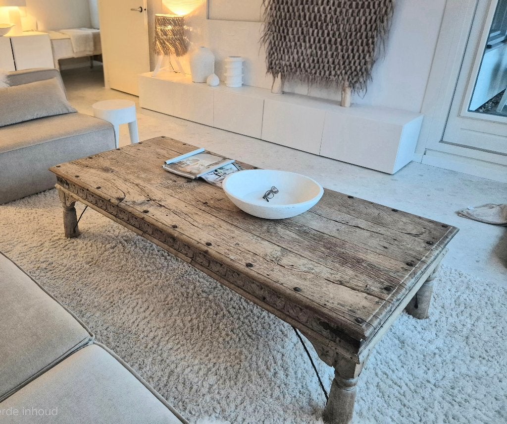 Authentieke oude naturel hout salontafel India Loods 5 Ibiza, Ophalen