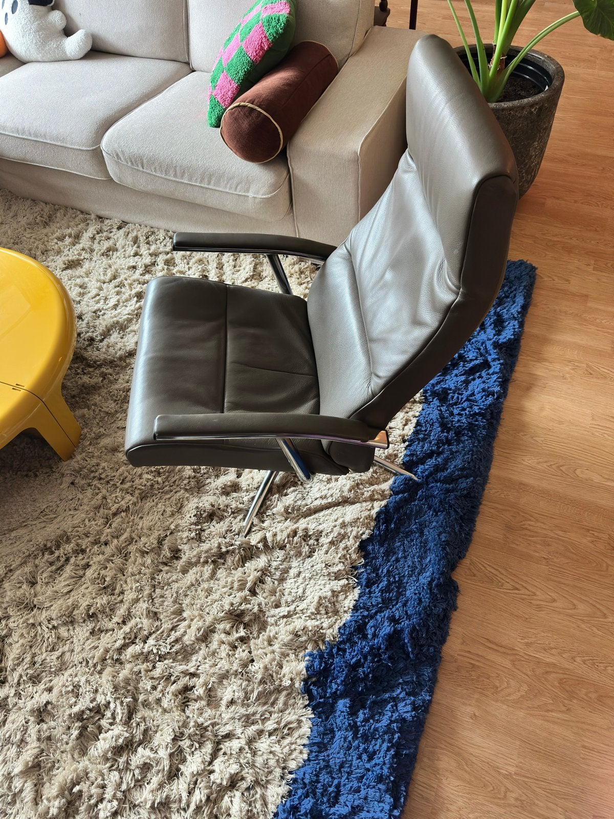 Montel Lederen Fauteuil, Ophalen, Gebruikt, Leer, 75 tot 100 cm