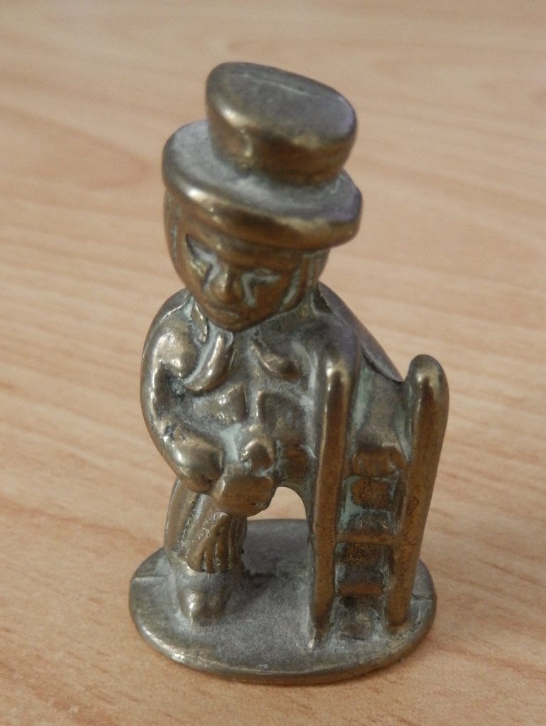 Vintage Messing Schoorsteenveger Beeldje - Geluksbrenger, Ophalen of Verzenden, Zo goed als nieuw, Mens