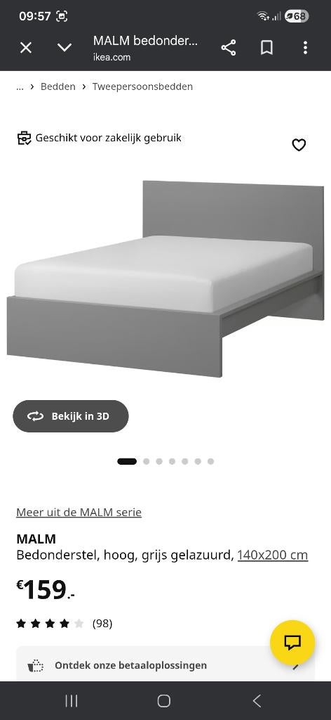 2 persoons bed Malm, Ophalen, 210 cm, Tweepersoons, Zo goed als nieuw
