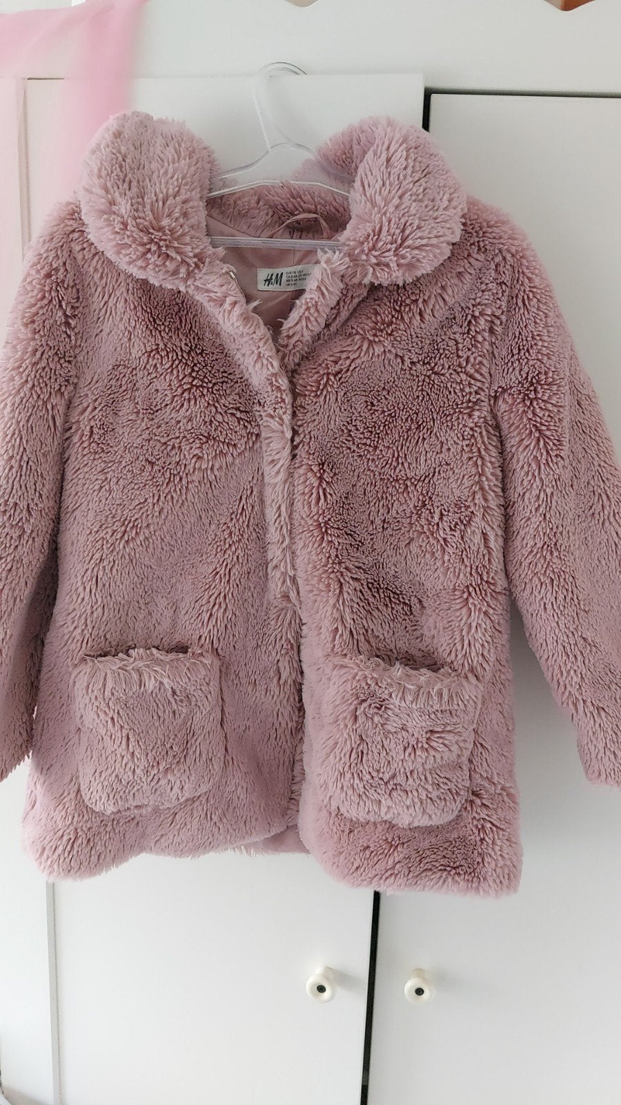 H&M Roze Teddy Jas Maat 110, Meisje, H&M, Ophalen of Verzenden, Zo goed als nieuw