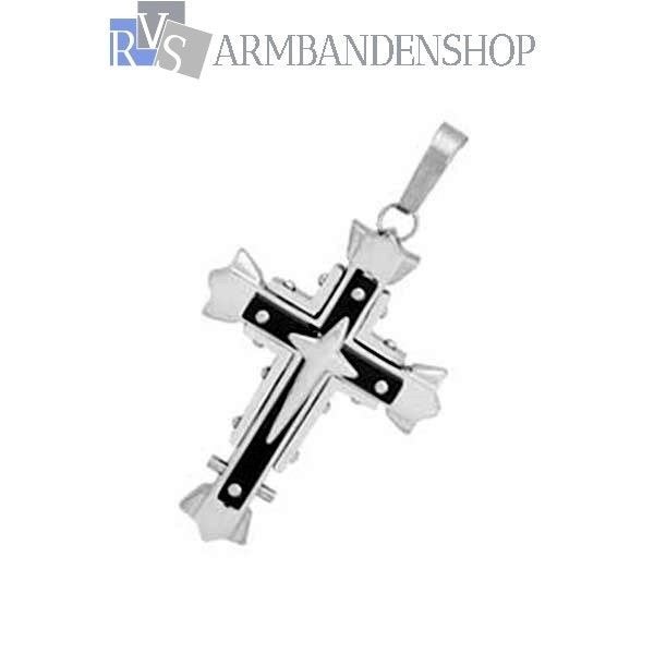 Rvs kruis hanger incl. ketting kruisje stainless steel cross, Overige materialen, Nieuw, Ophalen of Verzenden, Kruis of Symbool