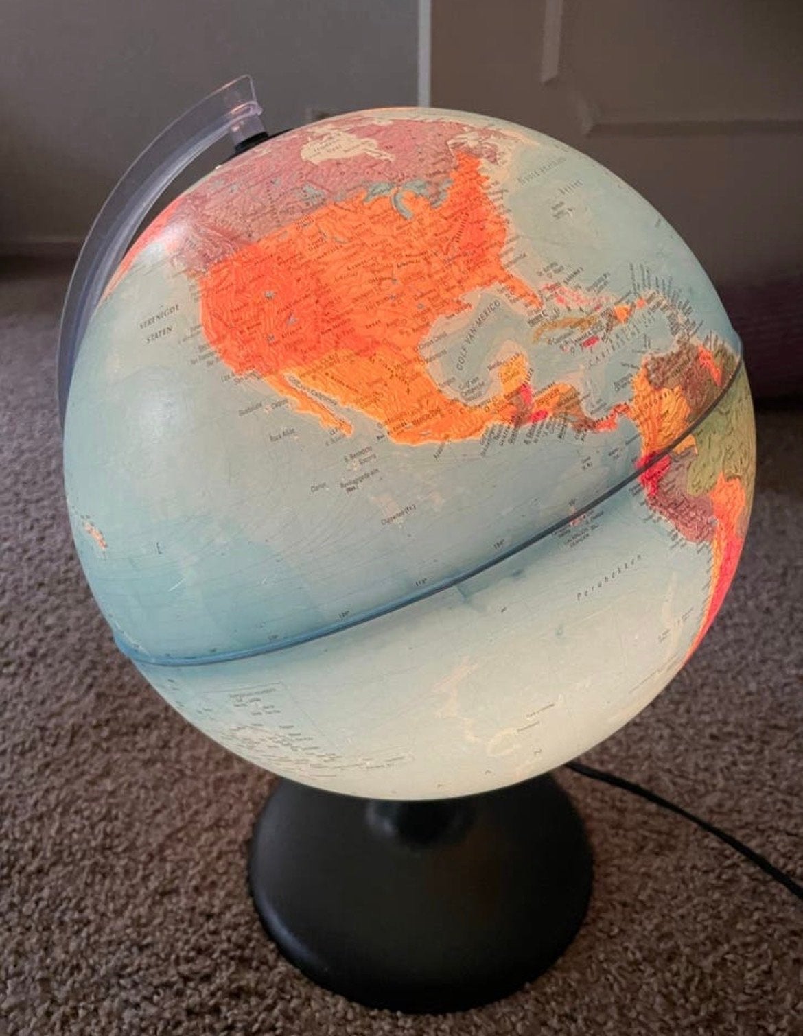 Verlichte Wereldbol - Educatief en Decoratief, Ophalen, Kunststof, Fysische wereldbol, Verlicht