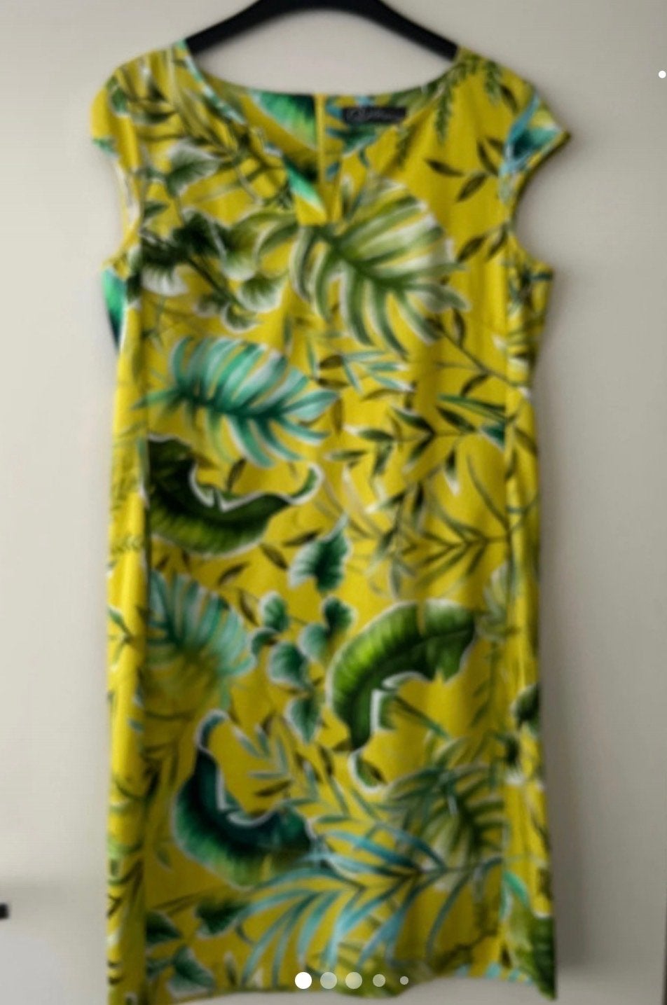 Dames jurk B three maat M polyester elastaan groen geel, Maat 38/40 (M), Ophalen of Verzenden, Knielengte, Gedragen