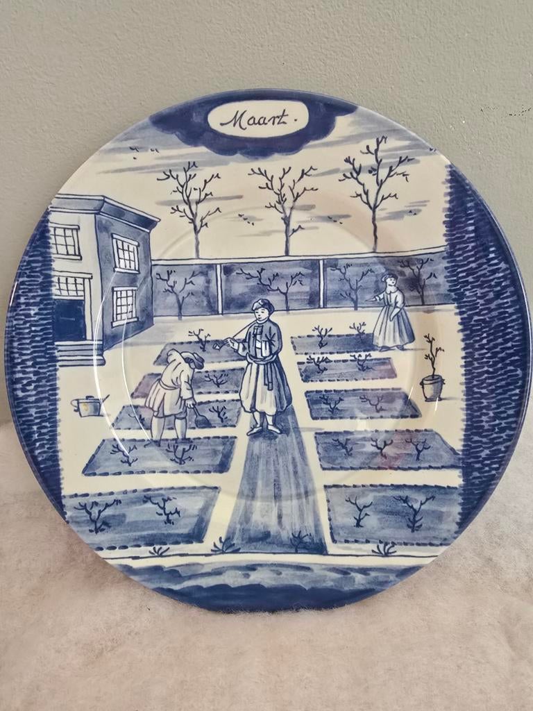 Uniek Delfts Blauw bord "Maart" - Oud Delft (Metropolitan), Antiek en Kunst, Ophalen of Verzenden