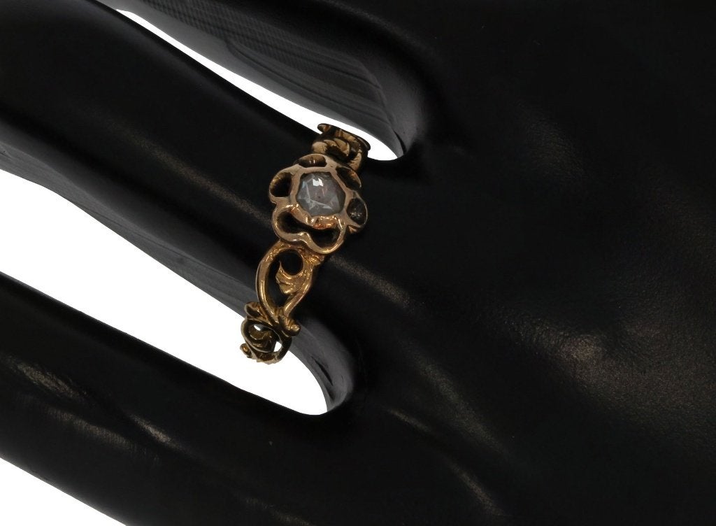 Diamant antieke 14k gouden dames ring 19e eeuws vintage, Verzenden, Goud, Ring, Met edelsteen