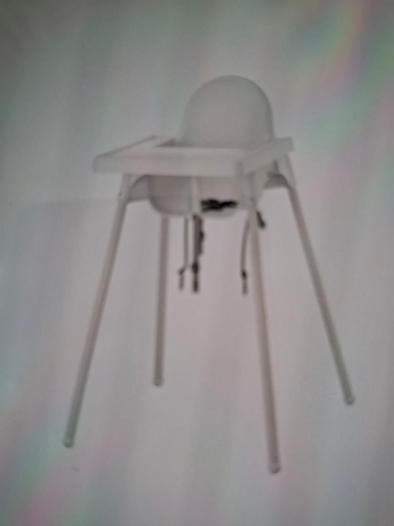 5 witte IKEA antilop kinderstoelen, Ophalen, Gebruikt, Overige typen, Afneembaar eetblad