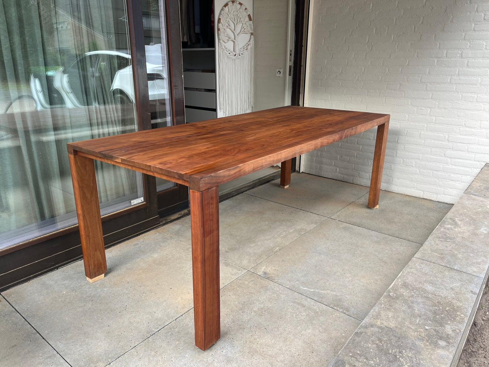 Eettafel Essanza van Arco massief noten 210x 90 cm, Ophalen, 200 cm of meer, 50 tot 100 cm, Zo goed als nieuw