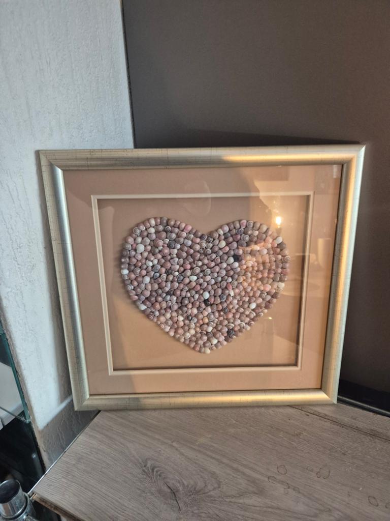 Lijst met hart met schelpen, Huis en Inrichting, Ophalen of Verzenden