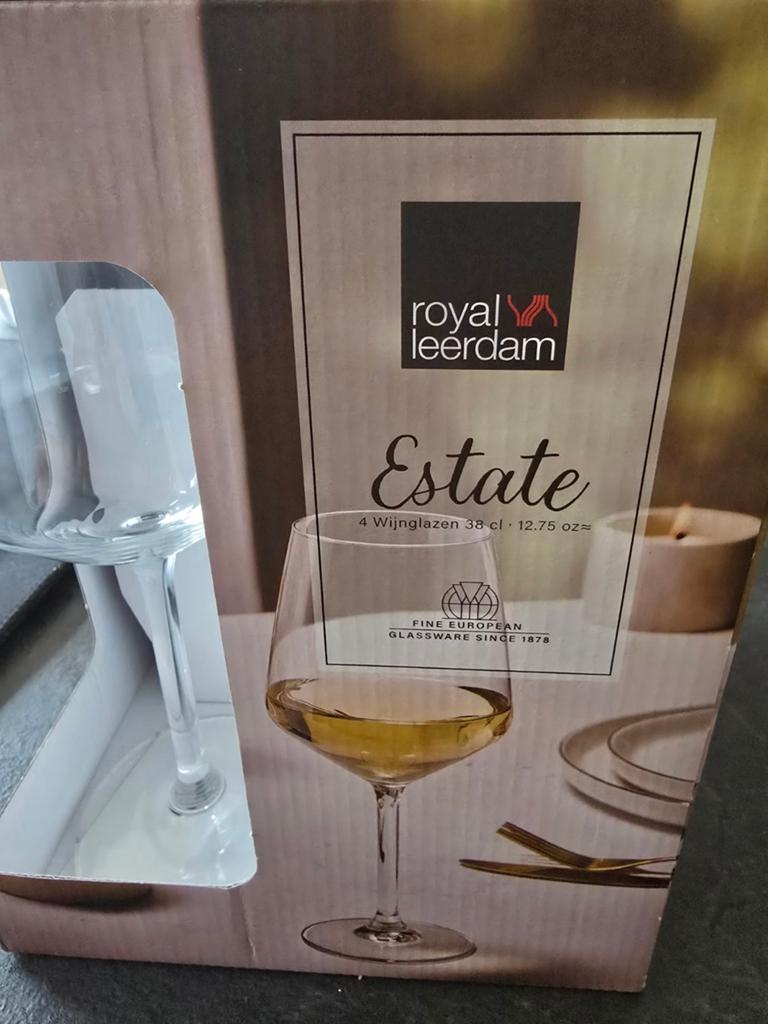Royal Leerdam Estate Wijnglazen - Set van 4 (38 cl), Ophalen, Nieuw, Overige merken, Glas