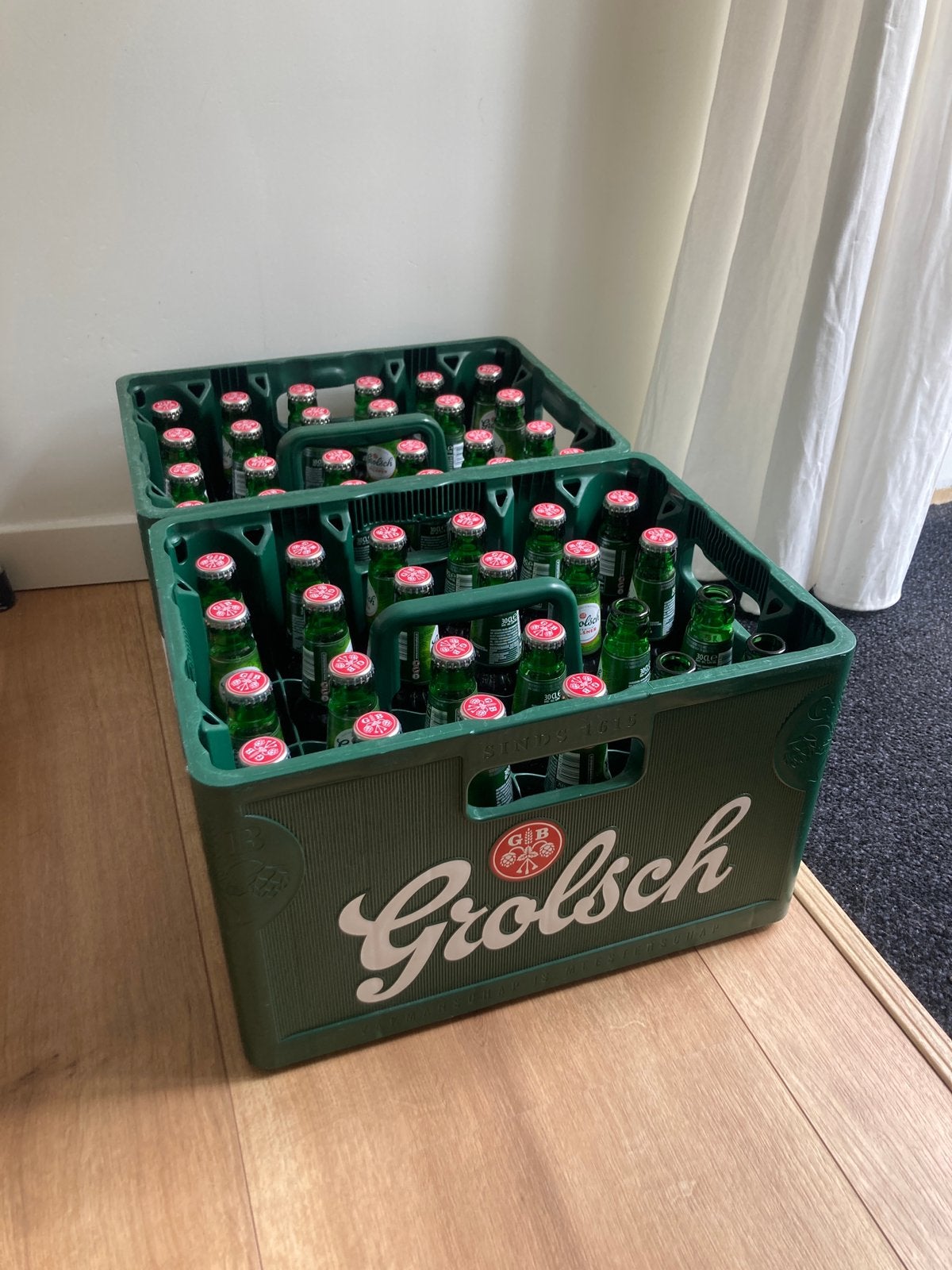 2x volle kratten Grolsch bier, Verzamelen, Biermerken, Ophalen, Zo goed als nieuw, Glas of Glazen, Overige merken
