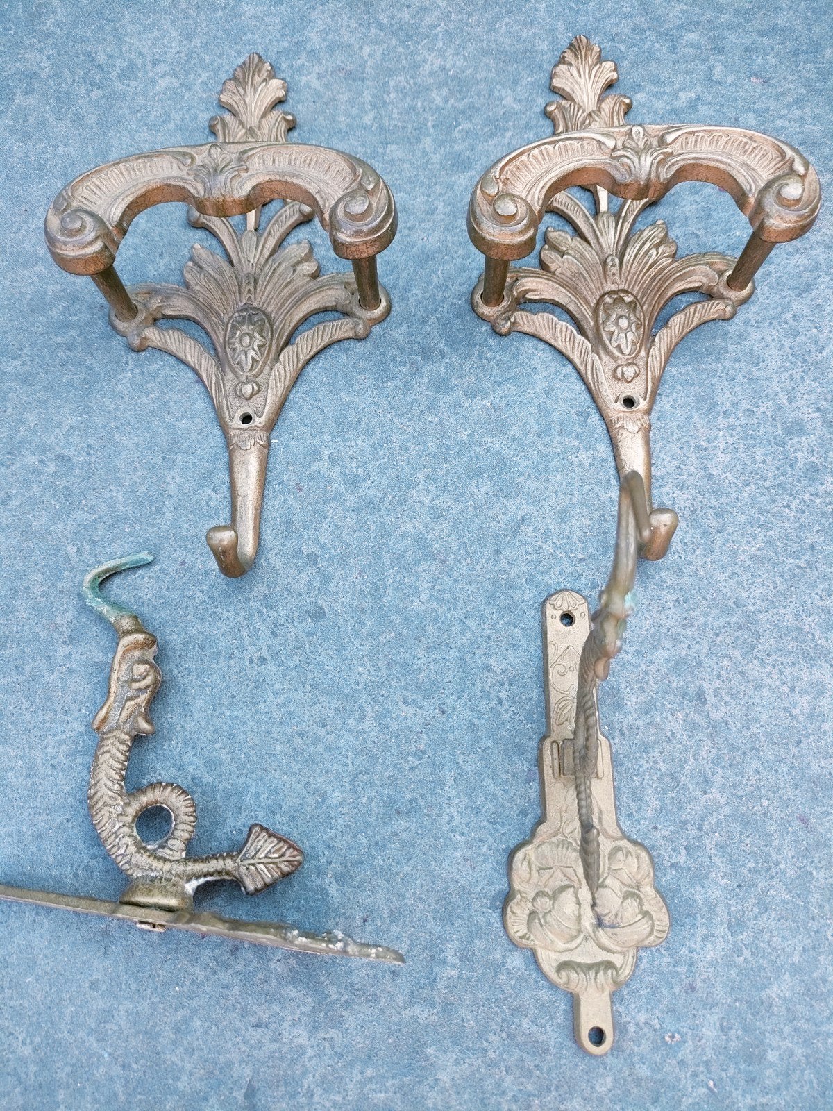 Antieke Messing Kapstokhaken en Decoratieve Elementen, Antiek en Kunst, Ophalen of Verzenden