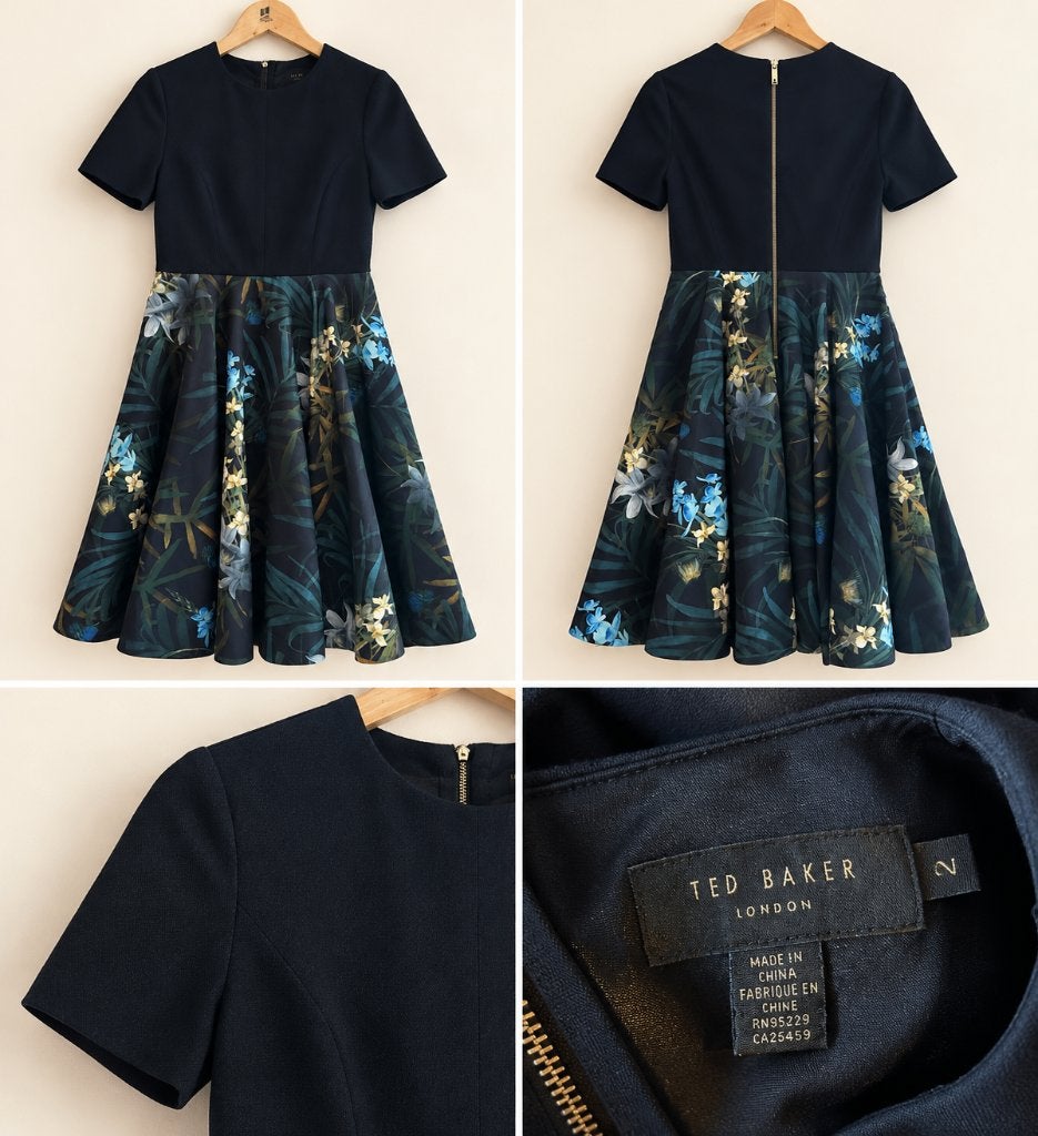 Ted Baker jurk - Maat 38 (2), Blauw, Ophalen of Verzenden, Zo goed als nieuw, Knielengte