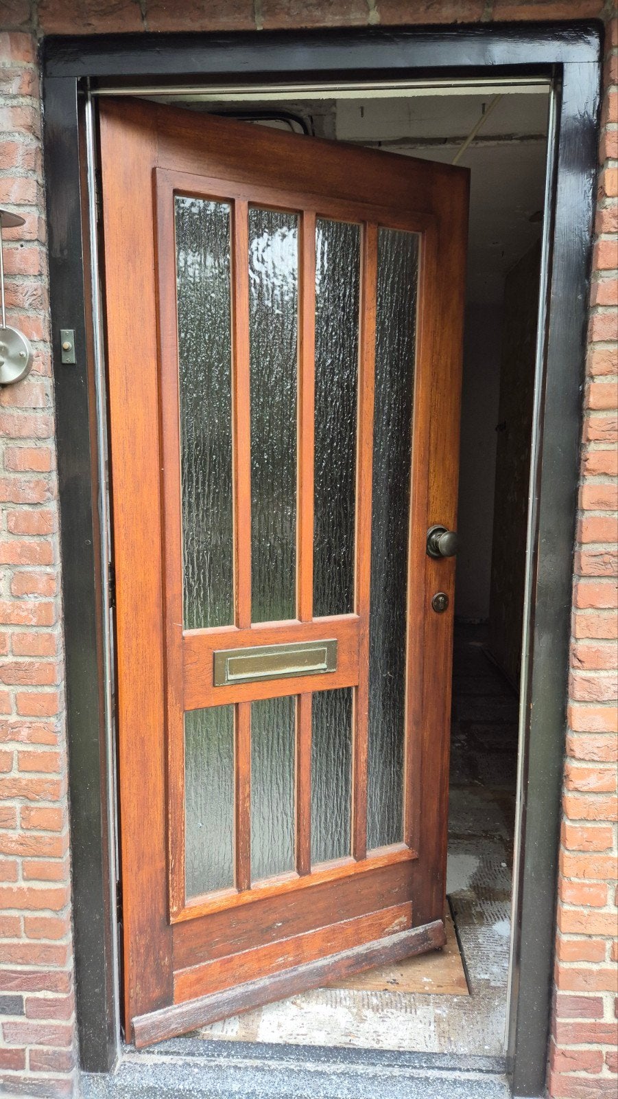Hardhouten Voordeur met Glas - 212,5x92,3cm, Gebruikt, 80 tot 100 cm, 215 cm of meer, Ophalen of Verzenden