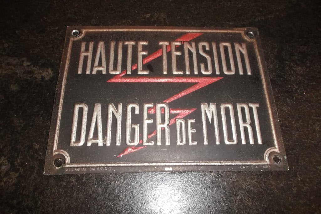 Oud allum. tekst bordje DANGER de MORT, Ophalen of Verzenden, Gebruikt, Reclamebord
