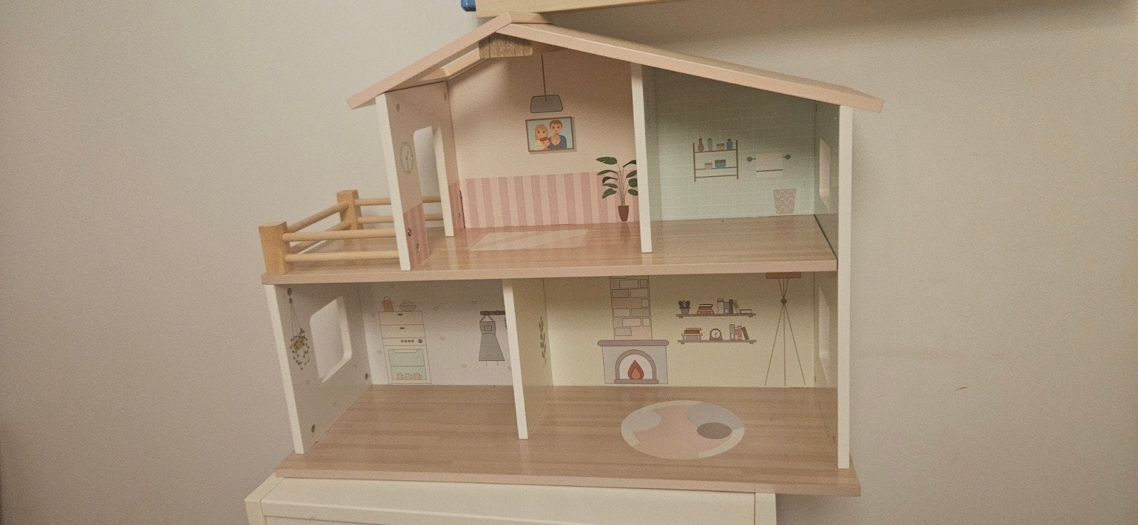Mooi houten poppenhuis met 2 verdiepingen, Verzamelen, Poppenhuizen en Toebehoren, Ophalen, Gebruikt, Poppenhuis