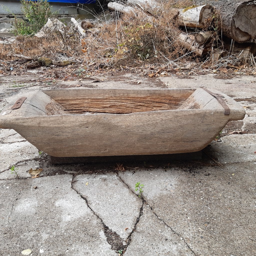 Antieke handgesneden massief houten trog 19e eeuw. 106x43 cm, Ophalen, Gebruikt, Minder dan 30 cm, 100 cm of meer
