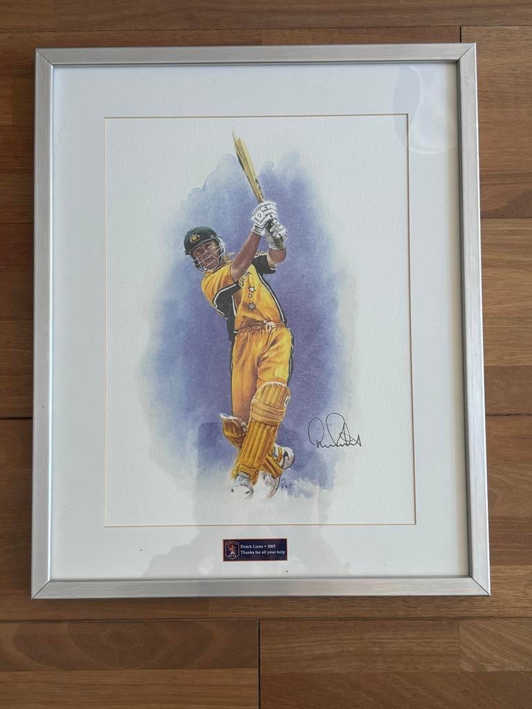 Ingelijste Cricket Print met Handtekening - Dutch Lions, Antiek en Kunst, Ophalen