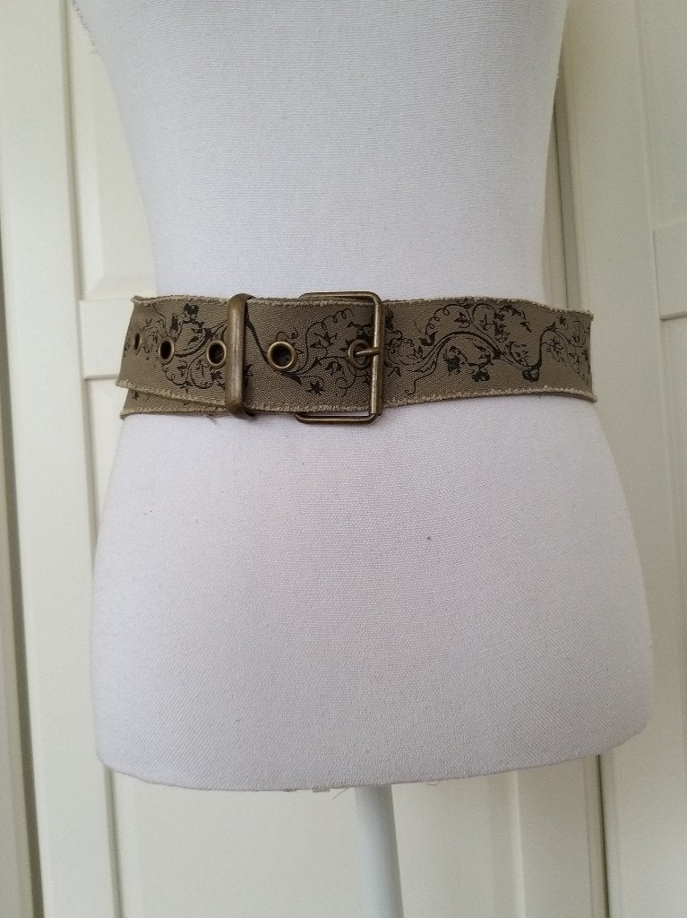EDC Esprit zgan army groene canvas print heup riem heupriem, Overige kleuren, 3 tot 5 cm, 90 tot 100 cm, Heupriem