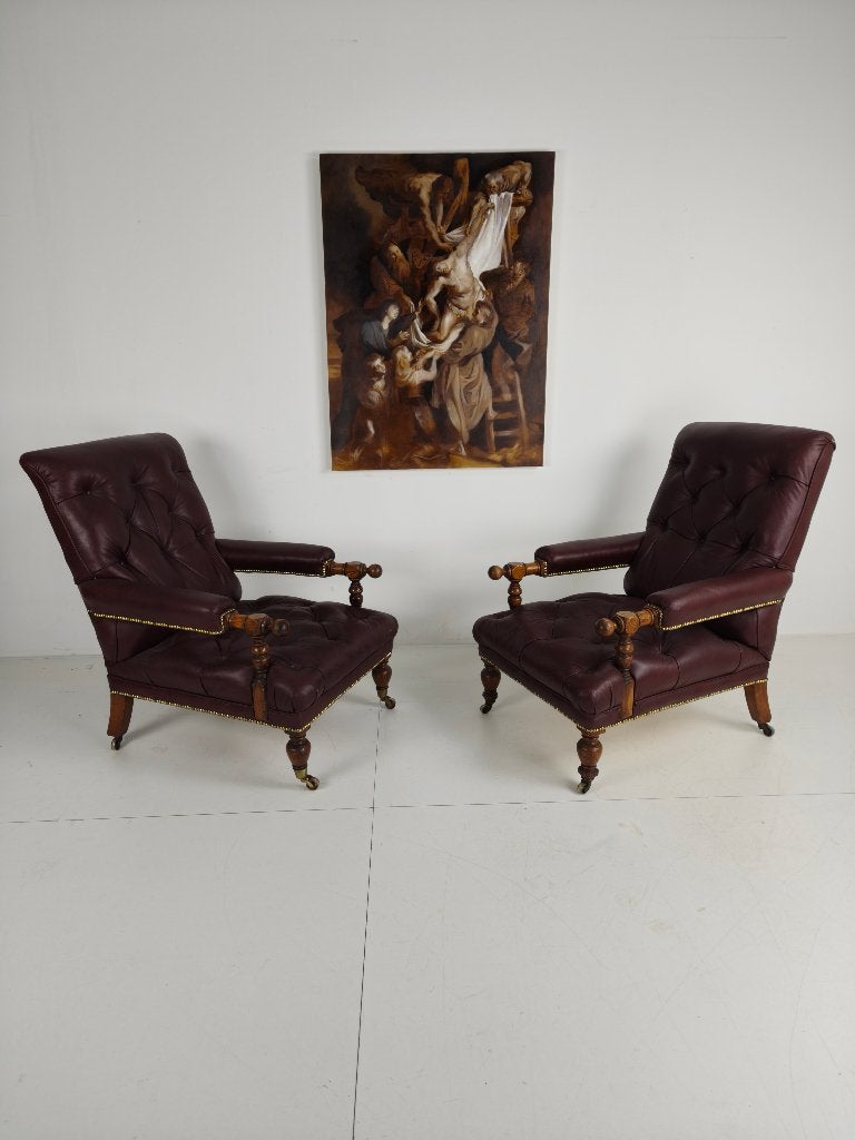 Paar Antieke fauteuils - William Morris & Co Edinburgh, Ophalen of Verzenden