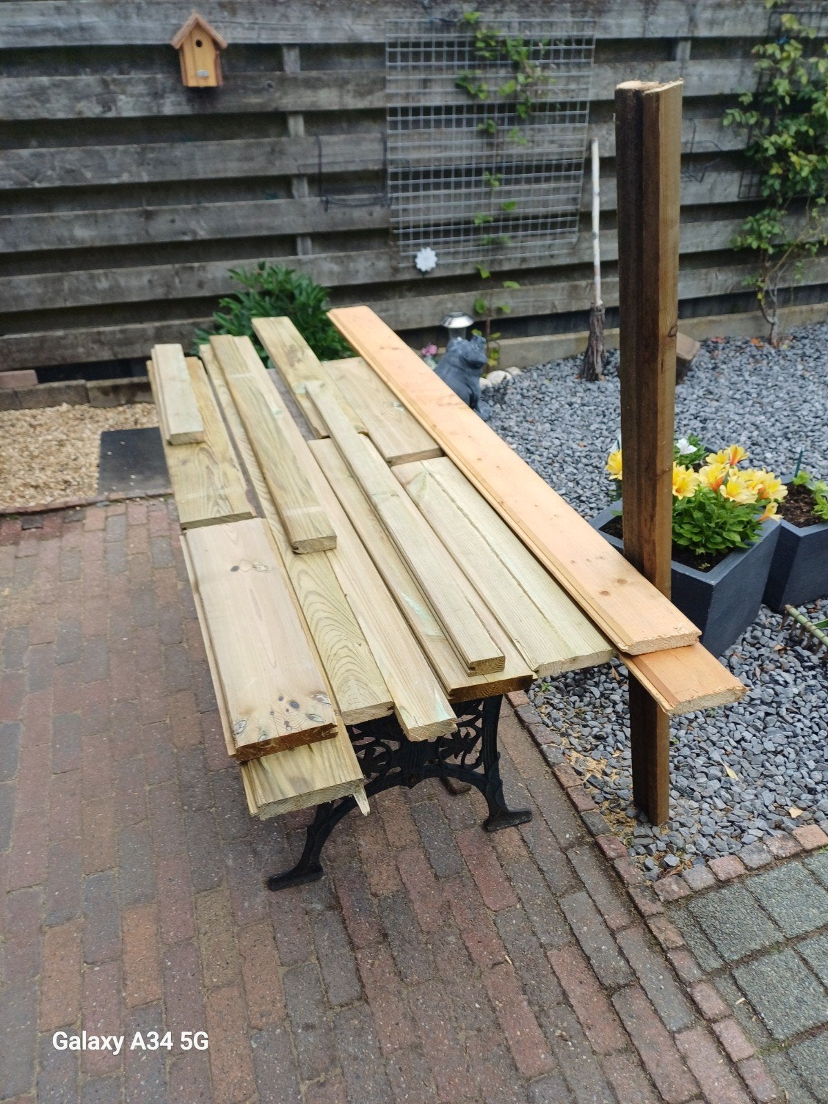 Geïmpregneerd hout 28 mm dik voor tuinhuis/blokhut, Tuin en Terras, Tuinhuizen, Gebruikt, Blokhut, Hout, Minder dan 250 cm, Ophalen