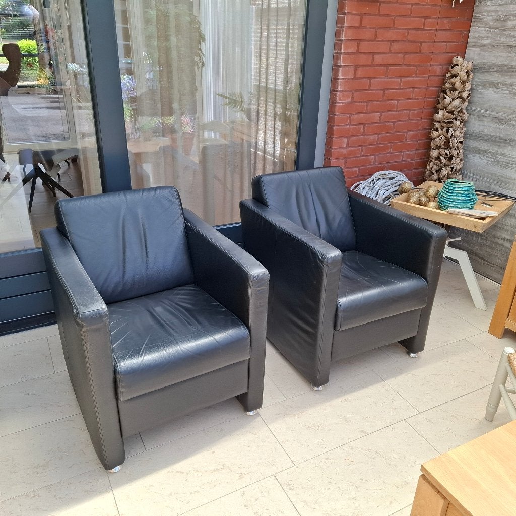 Leren fauteuils, Ophalen, Gebruikt, 50 tot 75 cm, Leer