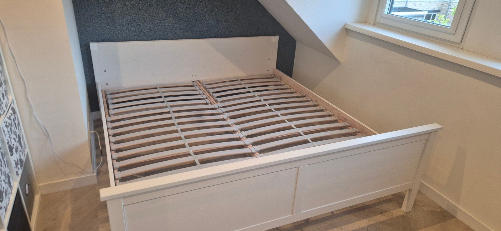 IKEA Hemnes bed 180x200 met lattenbodems, Ophalen, Gebruikt, Wit, Tweepersoons
