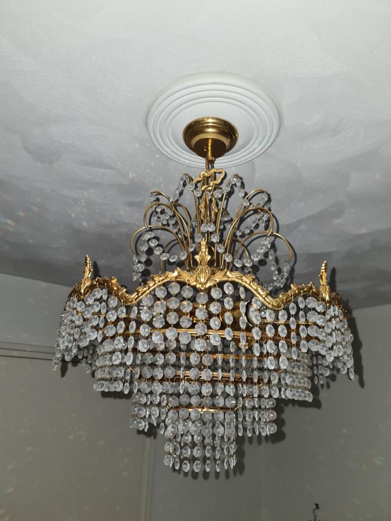 Kristallen lamp, Ophalen of Verzenden, Zo goed als nieuw, Glas, Klassiek, Elegant, Luxe