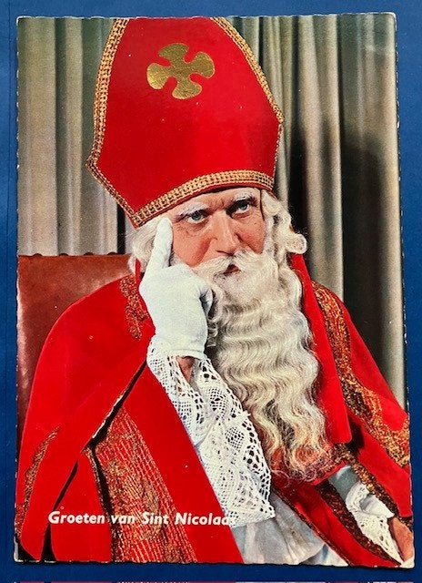 Sinterklaas moet even goed nadenken Groeten v Sint Nicolaas, Ophalen of Verzenden, 1960 tot 1980, Ongelopen, Overige thema's