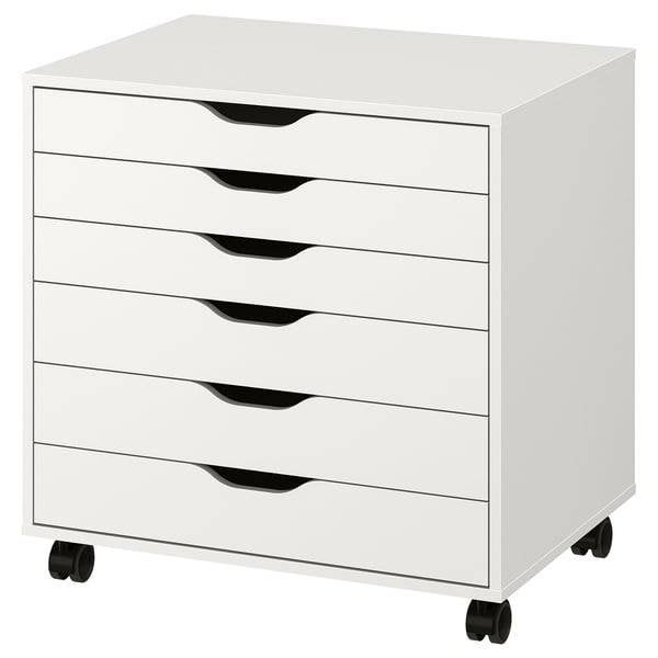 Alex ladekast ikea op wieltjes wit, Ophalen, Minder dan 50 cm, 5 laden of meer, Zo goed als nieuw