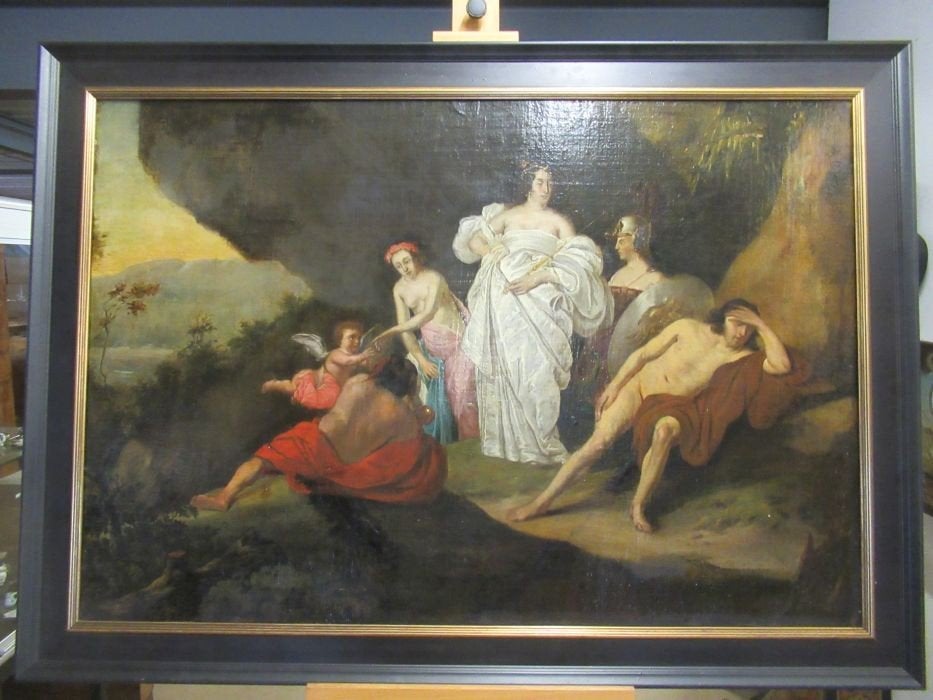 Oer 11030 ANTIEK 17e eeuws schilderij op doek geschilderd, Ophalen