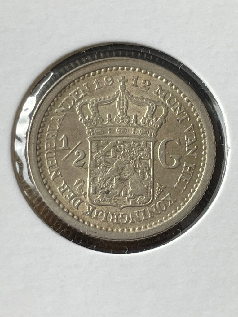 Prachtige halve gulden 1912, Verzenden, Koningin Wilhelmina, ½ gulden, Zilver