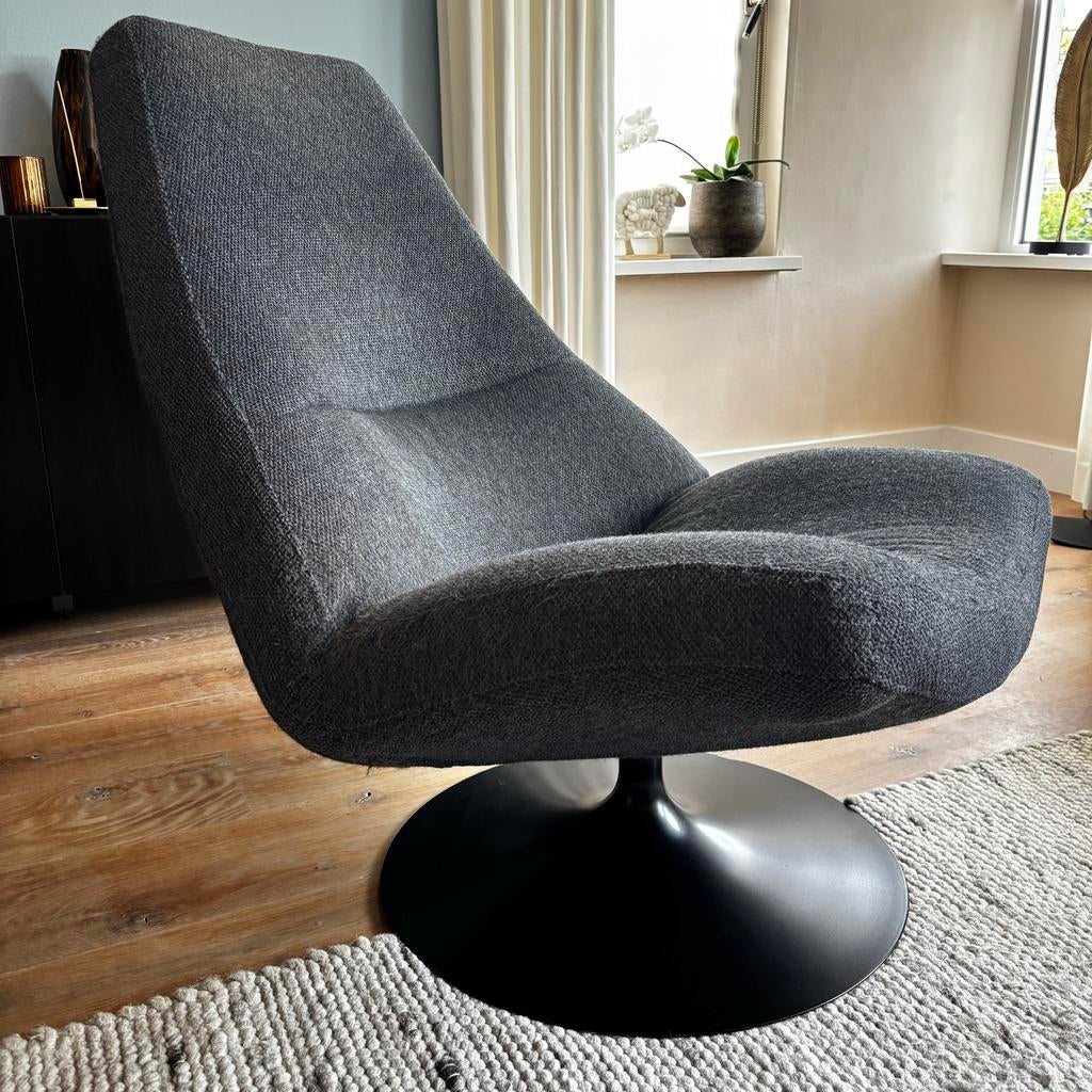 Draaifauteuil Chadwick Cartel Living - Zwart/Antraciet, Ophalen of Verzenden, Gebruikt, Stof, 75 tot 100 cm