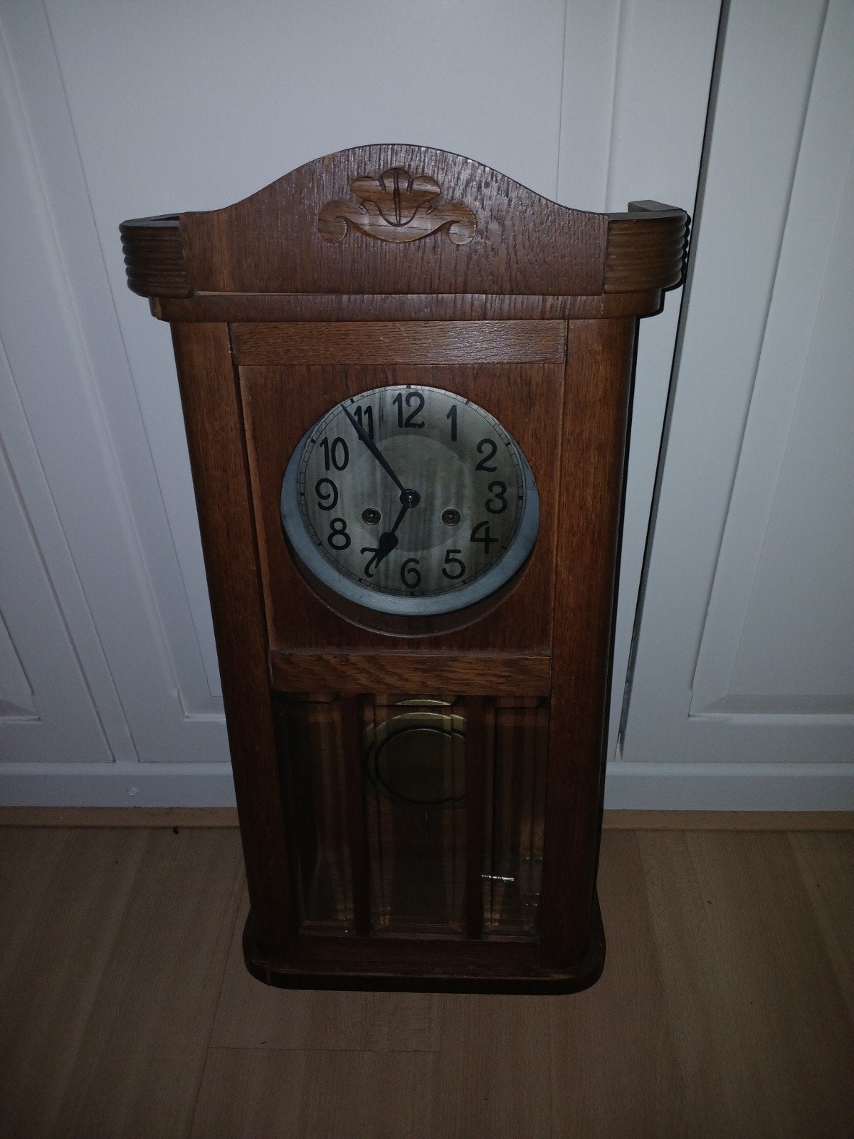 Antieke houten wandklok - Prachtig uurwerk, Ophalen