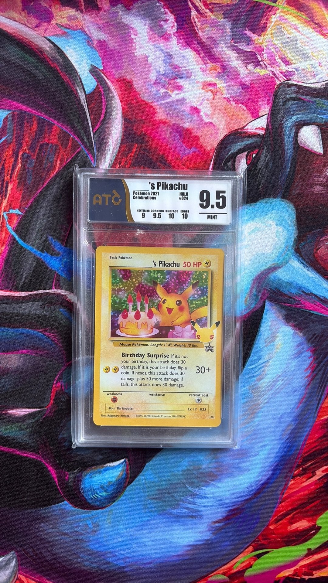 Pokémon kaart ‘s pikachu 2021 atc 9,5, Ophalen, Zo goed als nieuw