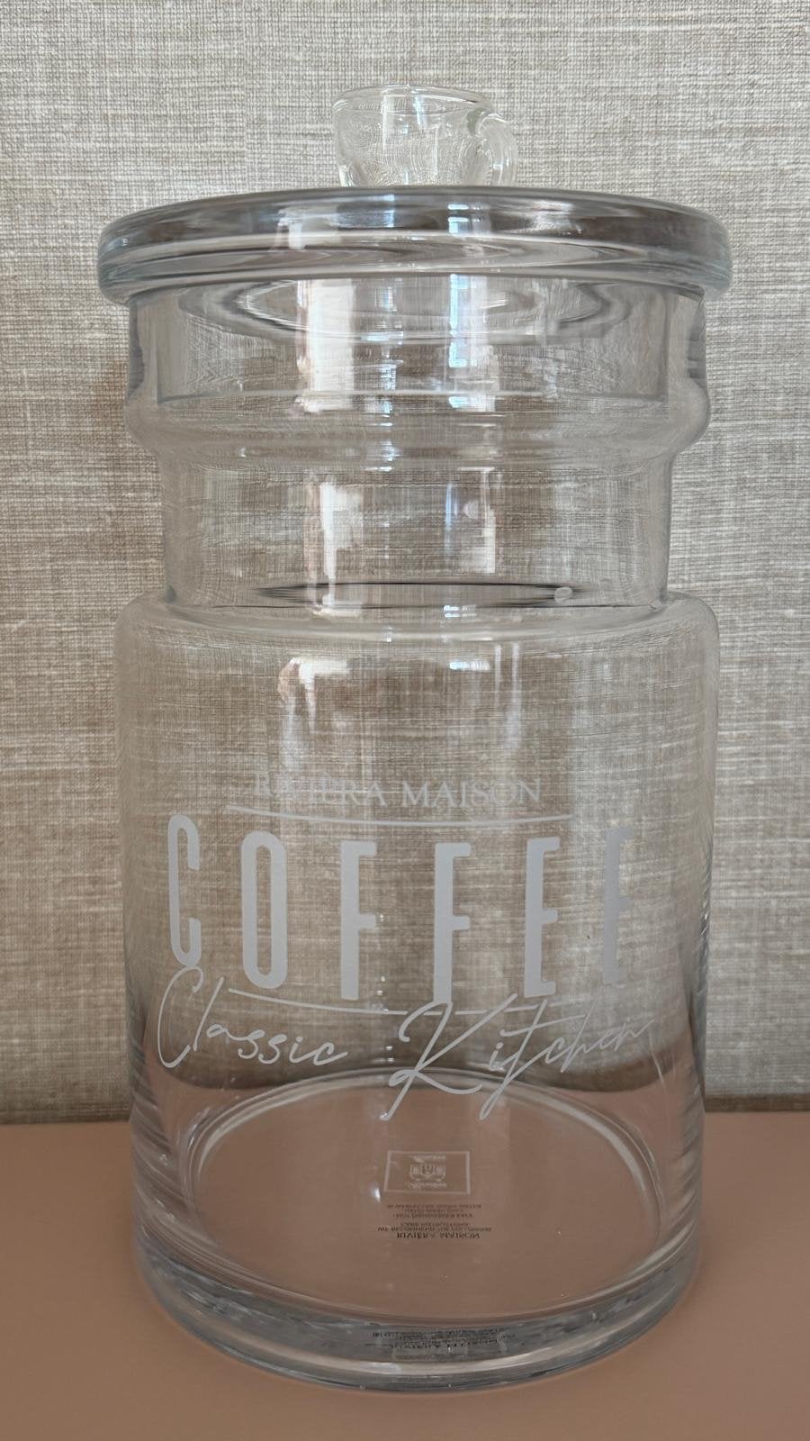 Rivièra Maison koffiebus van glas, Ophalen, Glas, Zo goed als nieuw, Voorraadpot